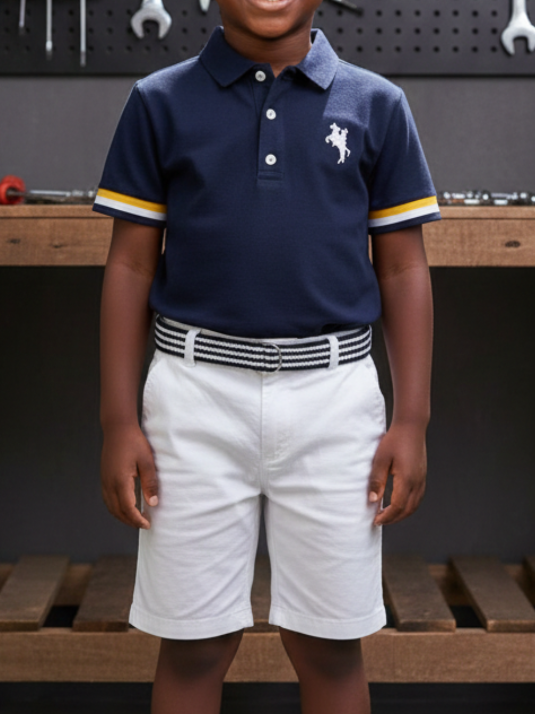 BOY'S LAPEL SHORT SLEEVE AND SHORTS 2PCS SET