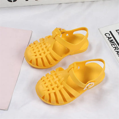 GIRL'S HOLLOW OUT WOVEN COLOUR SANDALS