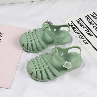 GIRL'S HOLLOW OUT WOVEN COLOUR SANDALS