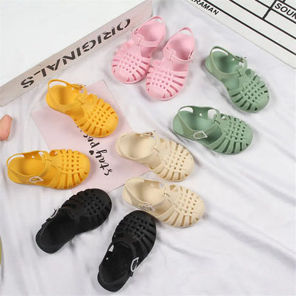 GIRL'S HOLLOW OUT WOVEN COLOUR SANDALS