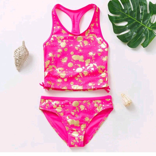 GIRL'S BRONZE PRINT SWIMSUIT