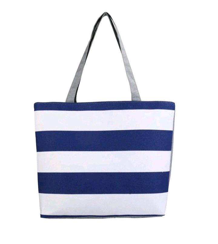 LADIES CANVAS STRIPE TOTE BAG