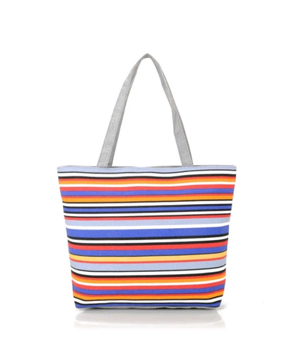 LADIES CANVAS STRIPE TOTE BAG