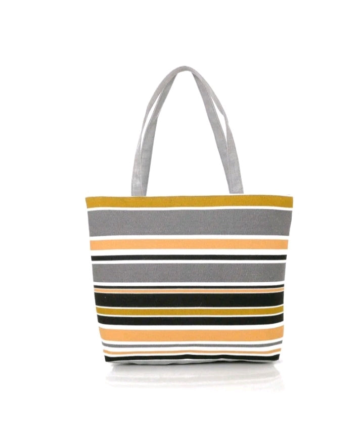 LADIES CANVAS STRIPE TOTE BAG