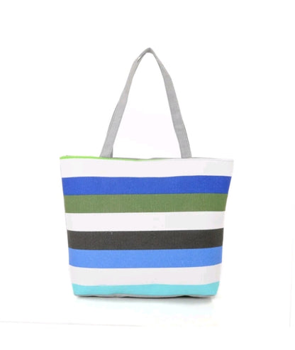 LADIES CANVAS STRIPE TOTE BAG