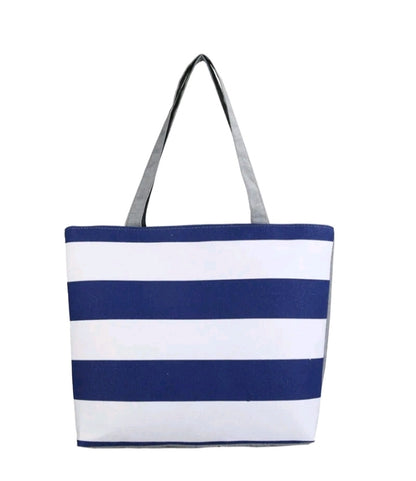 LADIES CANVAS STRIPE TOTE BAG