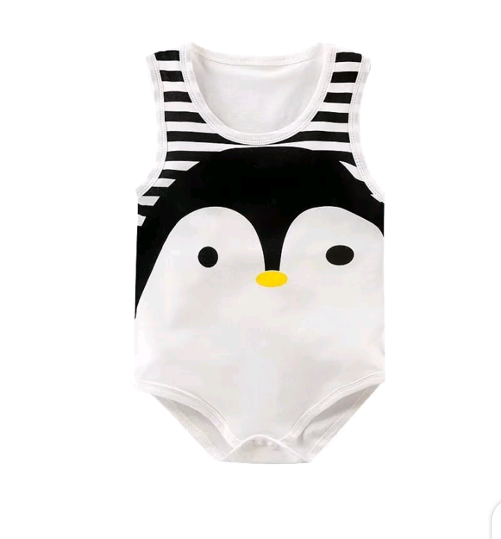 TODDLER UNISEX SLEEVELESS CARTOON PRINT BODYSUIT