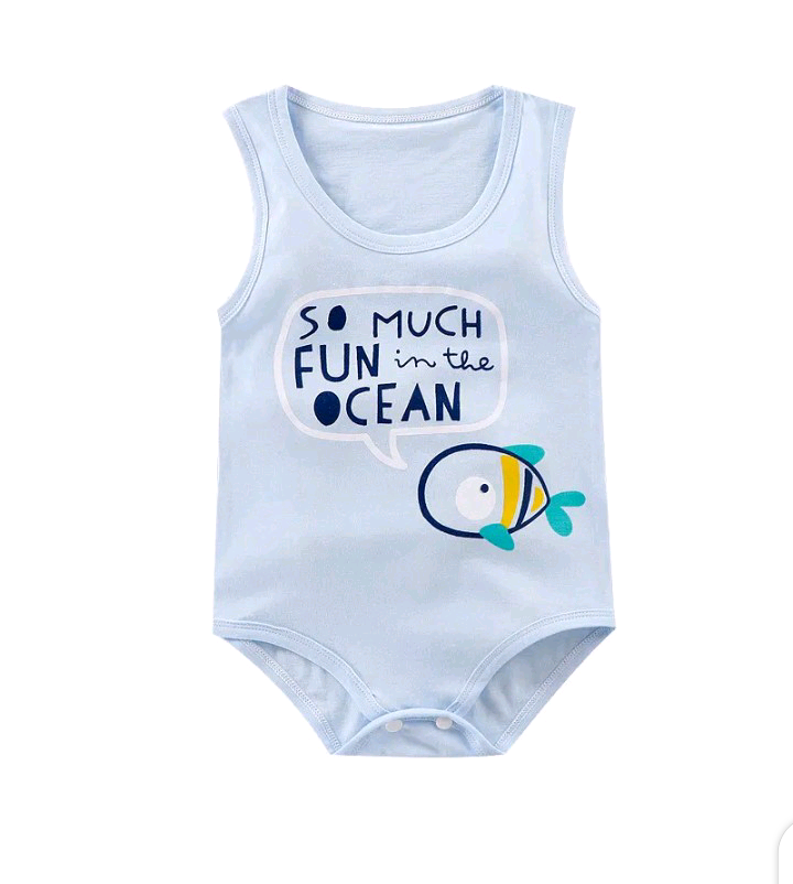 TODDLER UNISEX SLEEVELESS CARTOON PRINT BODYSUIT