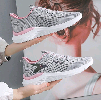 LADIES FLYKNIT MESH LACE-UP SNEAKERS