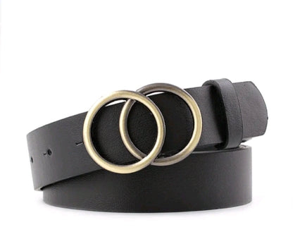 LADIES DOUBLE RING PU LEATHER BELT