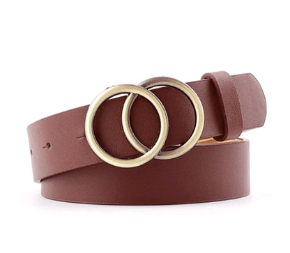 LADIES DOUBLE RING PU LEATHER BELT