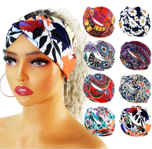 LADIES FLORAL PRINT ELASTIC HEADBAND