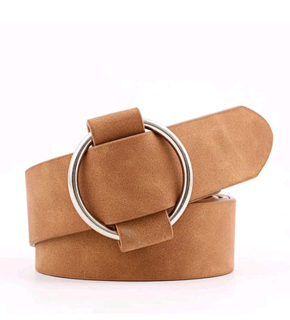 LADIES ROUND BUCKLE PU BELT