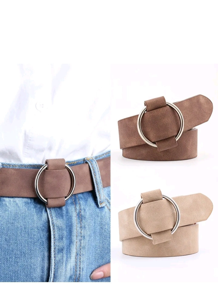 LADIES ROUND BUCKLE PU BELT