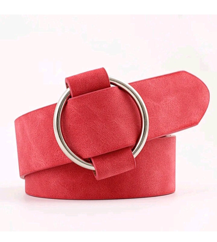 LADIES ROUND BUCKLE PU BELT