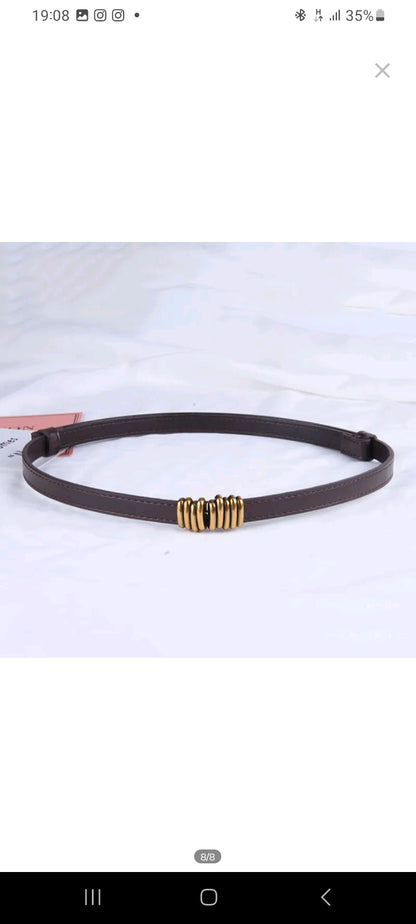 LADIES FAUX LEATHER ADJUSTABLE THIN BELT