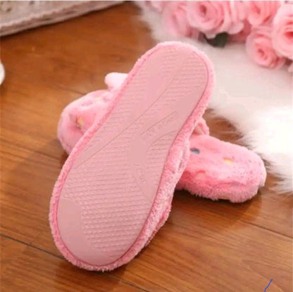 GIRL'S/LADIES BOW FLUFFY HOUSE SLIPPERS