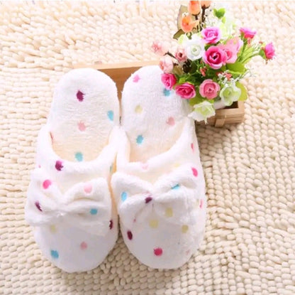 GIRL'S/LADIES BOW FLUFFY HOUSE SLIPPERS