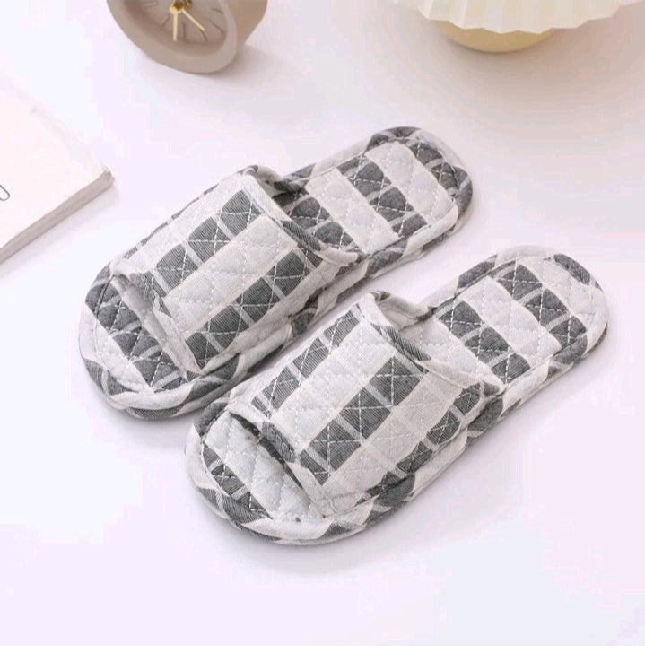 KIDS COTTON FABRIC HOUSE SLIPPERS