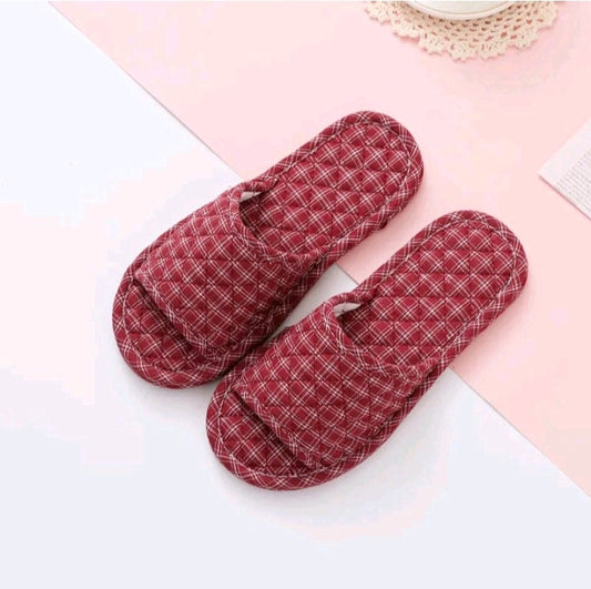 KIDS COTTON FABRIC HOUSE SLIPPERS