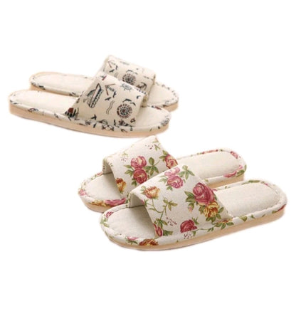 LADIES INDOOR LINEN HOUSE SLIPPERS