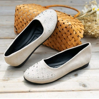 LADIES RHINESTONE FLAT LOAFERS