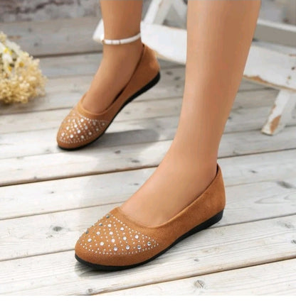 LADIES RHINESTONE FLAT LOAFERS