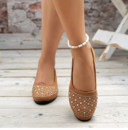 LADIES RHINESTONE FLAT LOAFERS