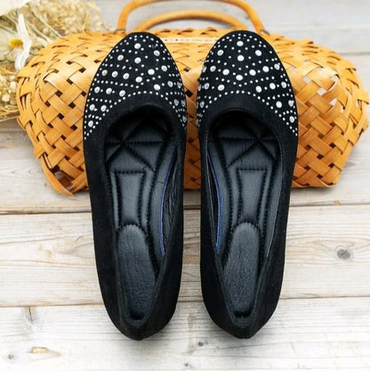 LADIES RHINESTONE FLAT LOAFERS