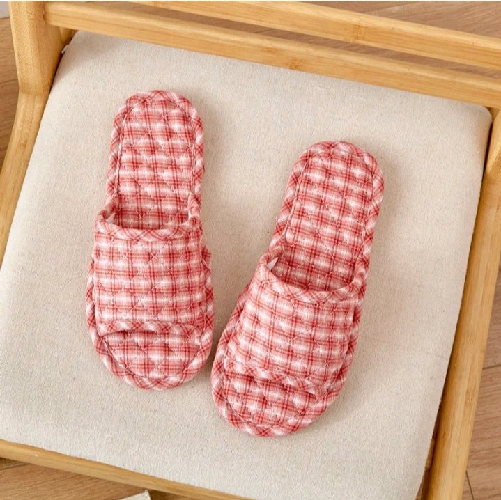 KIDS COTTON FABRIC HOUSE SLIPPERS