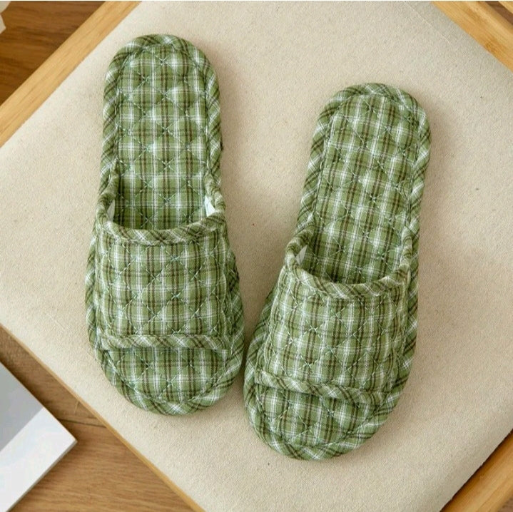 KIDS COTTON FABRIC HOUSE SLIPPERS