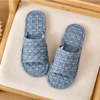 KIDS COTTON FABRIC HOUSE SLIPPERS