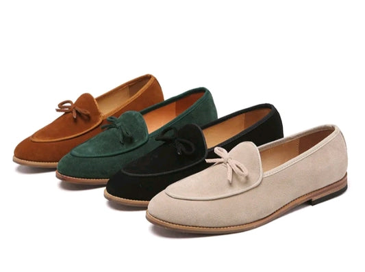 MEN’S SUEDE UPPER BOW LOAFERS SHOES