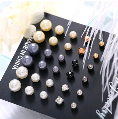 LADIES IMITATION PEARL AND ZIRCON EARRING