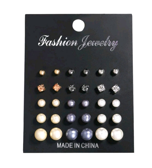 LADIES IMITATION PEARL AND ZIRCON EARRING