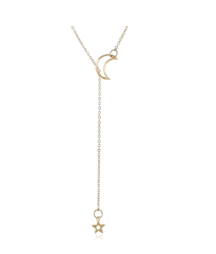 LADIES MOON STAR CLAVICLE CHAIN