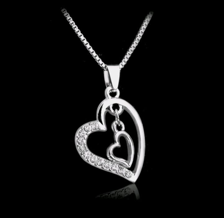 LADIES HEART RHINESTONES NECKLACE