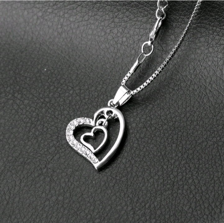 LADIES HEART RHINESTONES NECKLACE