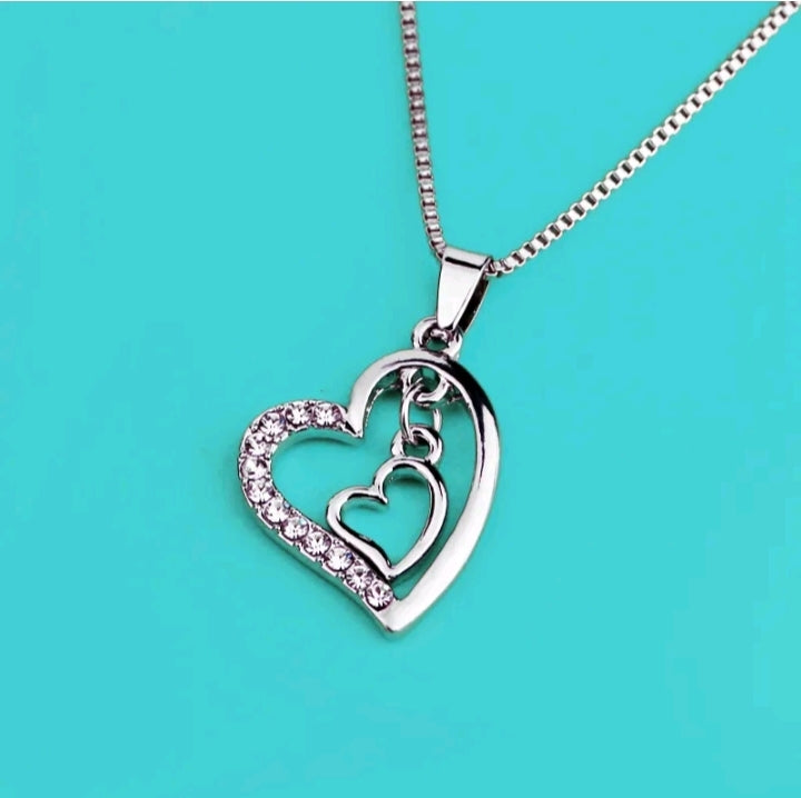 LADIES HEART RHINESTONES NECKLACE