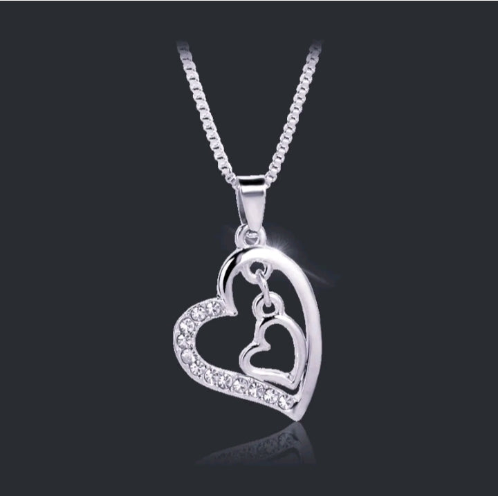 LADIES HEART RHINESTONES NECKLACE