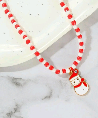 GIRL'S CHRISTMAS TREE SANTA CLAUS NECKLACE