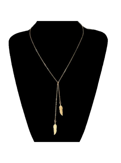 LADIES LEAVES TASSEL PENDANT NECKLACE