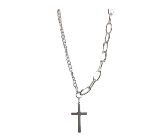 LADIES ASYMMETRIC CROSS PENDANT NECKLACE