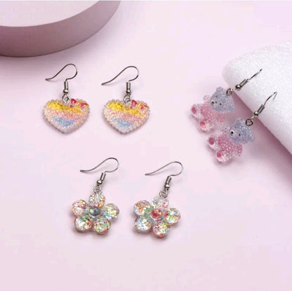 GIRL'S CROWN HEART UNICORN RAINBOW EARRINGS