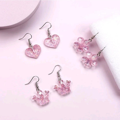 GIRL'S CROWN HEART UNICORN RAINBOW EARRINGS