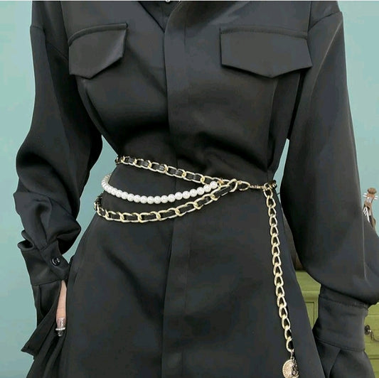 LADIES MULTI-LAYER METAL CHAIN BELT