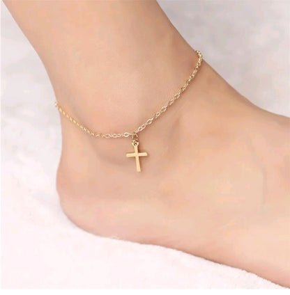 LADIES CROSS PENDANT CHAIN ANKLET