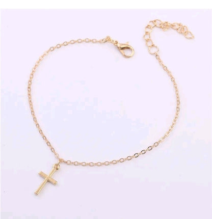 LADIES CROSS PENDANT CHAIN ANKLET