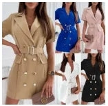 LADIES DOUBLE BREASTED BELT FLATTERING BLAZER DRESS