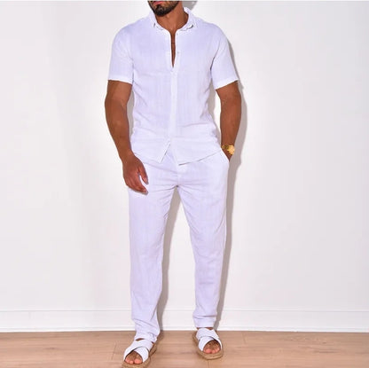 MEN'S SHORT SLEEVE SHIRT AND TROUSERS 2PCS SET